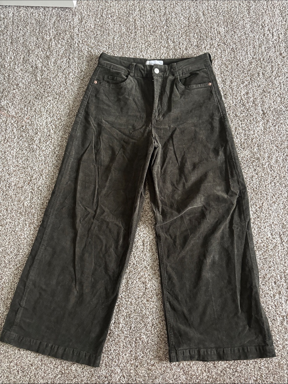 Dear John Audrey Wide Leg Corduroy Pants in Olive Green